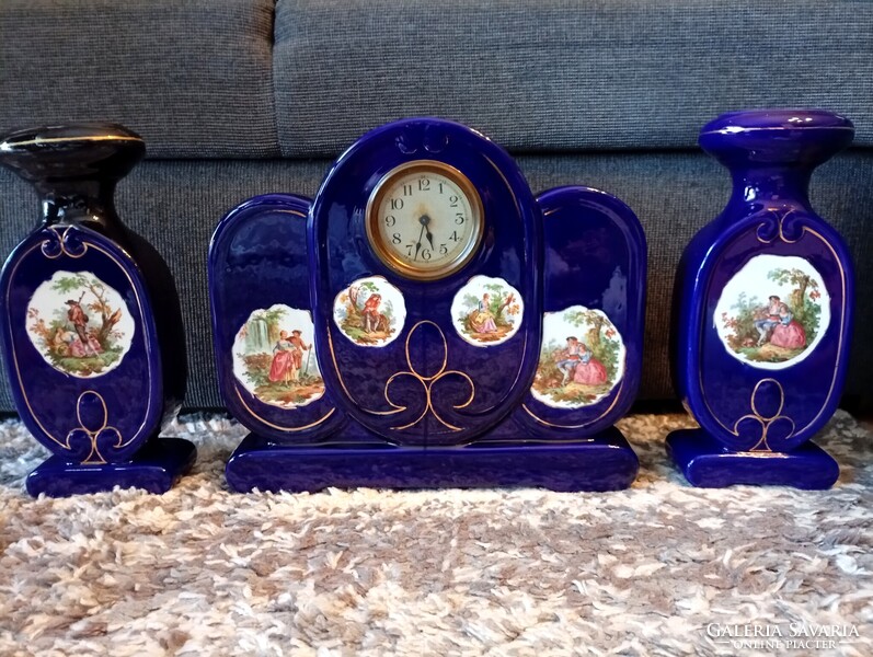 Antik kandalló óra&váza szett