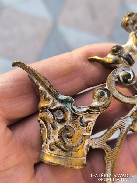 Antik bronz kancsó kiöntő felső része angyalka tűzarany alkatrész, Zsolnay, üveg , porcelán vàza