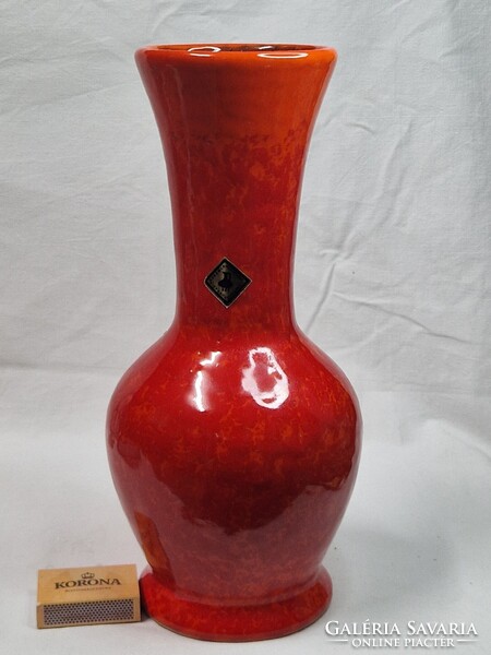Ritka, iparművészeti, mázas, kerámia, nagy méretű váza, hibátlan állapotban 30 cm. magas