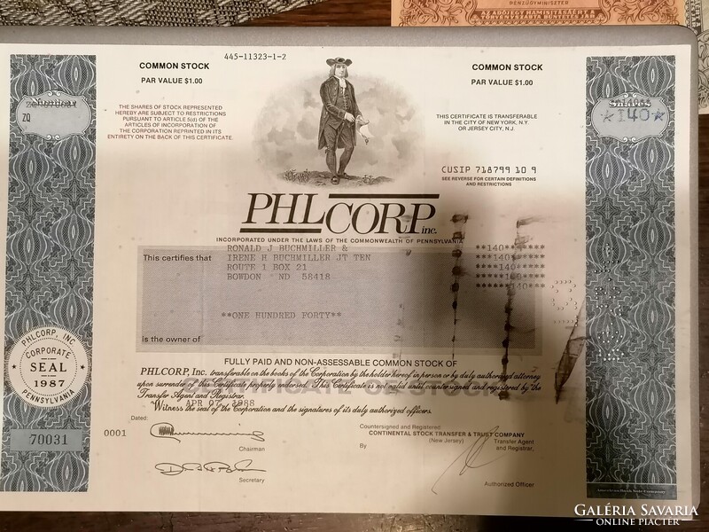 PHL CORP INC. Kötvény