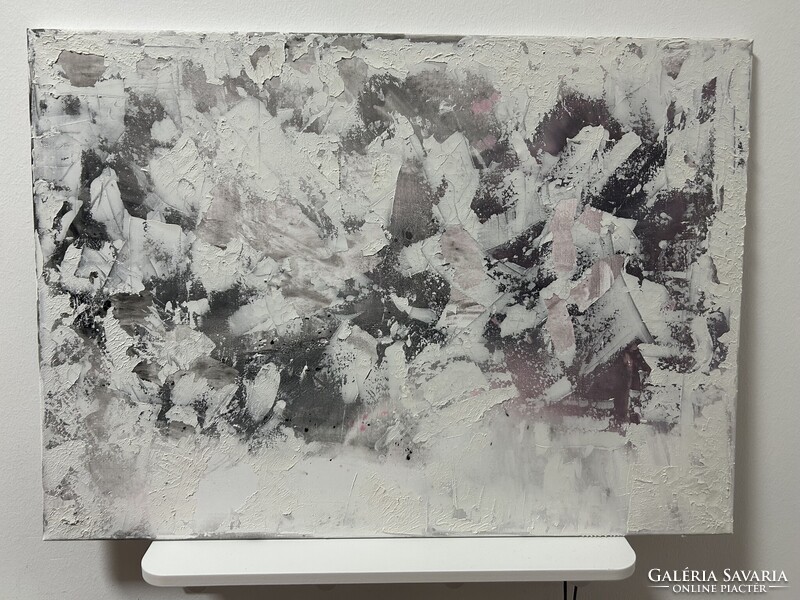 Grey-Pink Mess - akril festmény