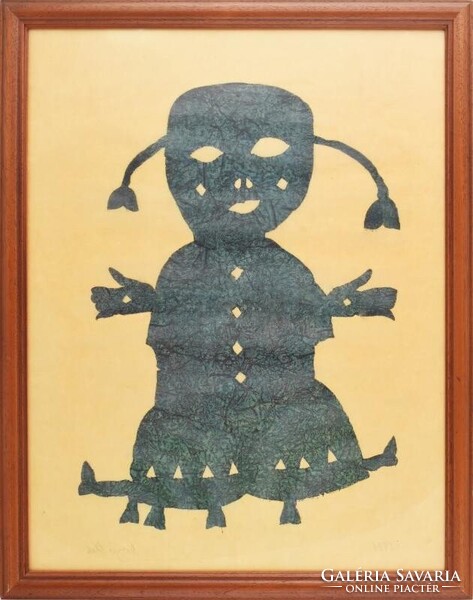 Oláh Mátyás (1951): Kislány, 1991 – eredeti, jelzett kollázs