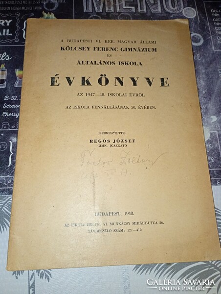 Kölcsey Ferenc Gimnázium és Általános Iskola 1947–1948-as tanévre vonatkozó évkönyv
