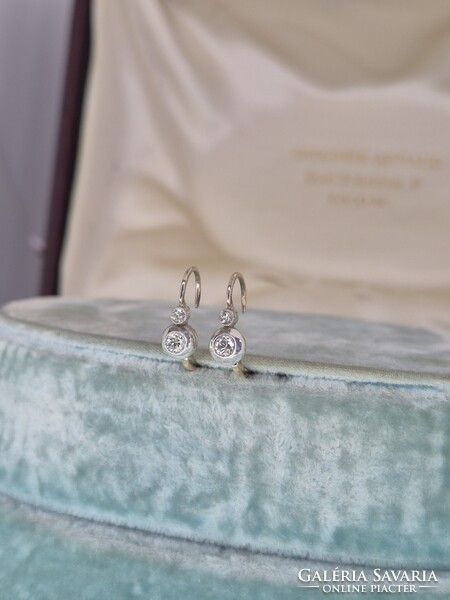 Antik arany kisebb buton fülbevaló pár brillekkel cca 0.26 ct