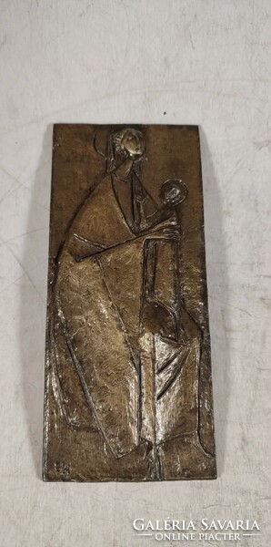 Szignált bronz relief 416