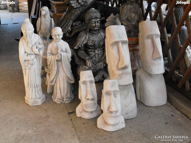 Egzotikus Kerti kő szobor Minimál kertépítő elem  Moai Husvét szigeti Fej  40cm fehér
