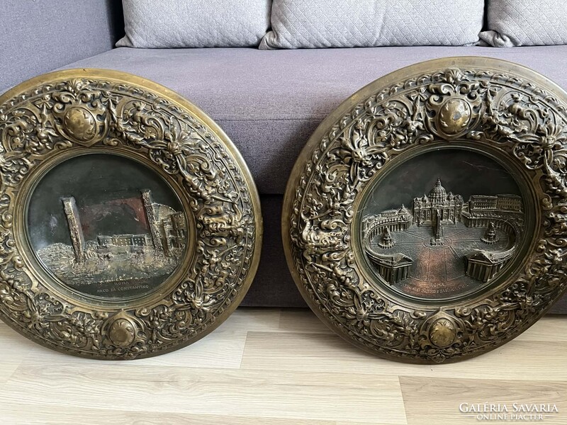 Johann Maresch bronze terracotta reliefs pair