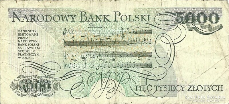 5000 zloty zlotych 1986 Lengyelország