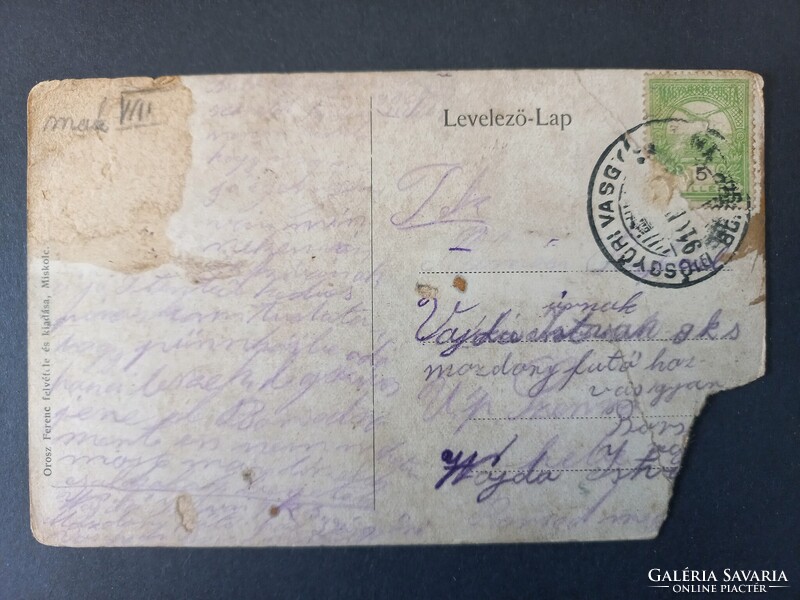 Régi képeslap - Hámori tó a Weidlich villával, színezett képeslap 1900-as évek eleje Orosz Ferenc ki