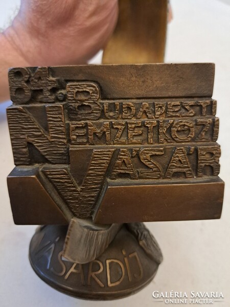 Merkúr bronz szobor Hungexpo vásárdíj, 84. őszi BNV 1986 Csíkszentmihályi Róbert (1940-2021)