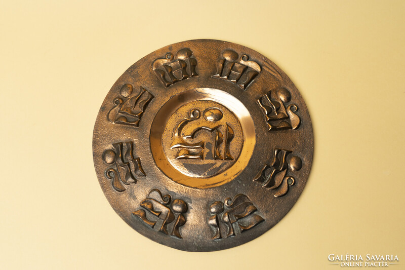 Mid Century Rezezett Bronz Fali Dísz / Retró / Súlyos