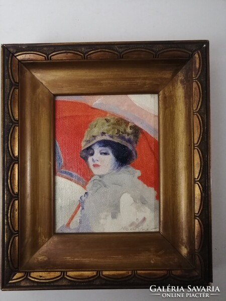 ART DECO PORTRÉ - KALAPOS HÖLGY