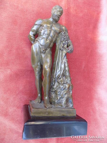 Herkules bronz kisplasztika: "Ruchot A", 19.sz. Hibátlan, szép állapotú, gránit lapon. 33 cm magas