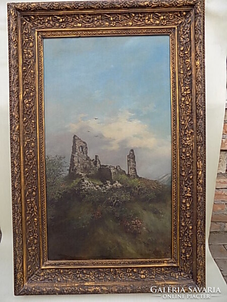 Festmény: olaj vászon. "Rábai 906"," Keszthely ". Szép állapotú, 130 x 85 cm, 1906.