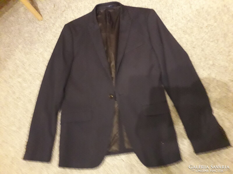 Skinny fit fekete 1 gombos külső belső sok zsebes béléses Zakó 46 Újszerű