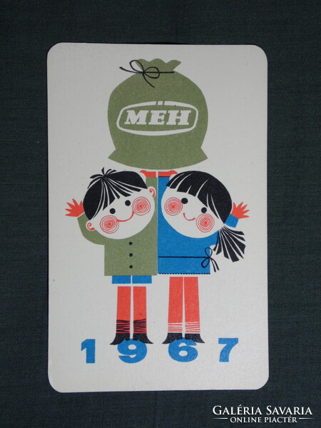 Kártyanaptár,MÉH hulladékkezelő vállalat,grafikai rajzos,gyerek modell, 1967 ,  (licites)