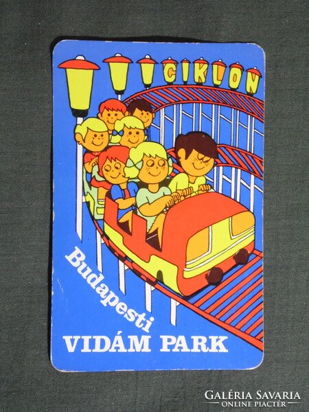 Kártyanaptár,Budapest,Vidámpark,Ciklon,hullámvasút,grafikai,1975  (licites)