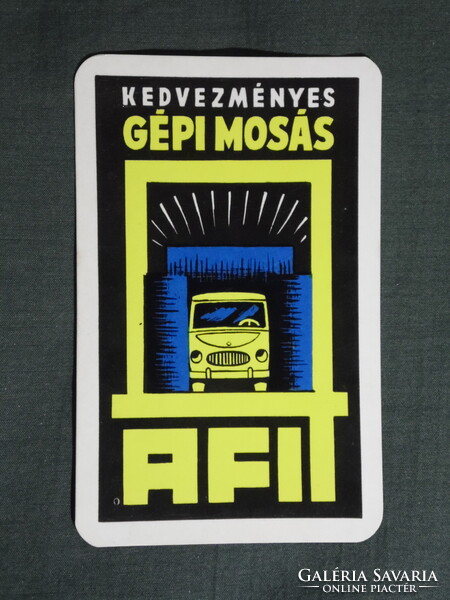Kártyanaptár,AFIT,Gépi autómosó,grafikai,1974  (licites)
