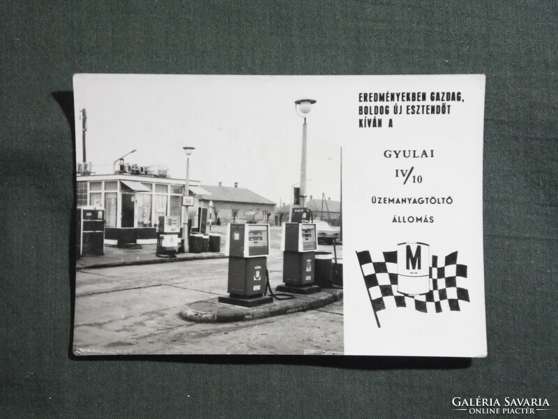 Kártyanaptár,ÁFOR,Gyula IV/10 üzemanyagtöltő állomás,1975  (licites)