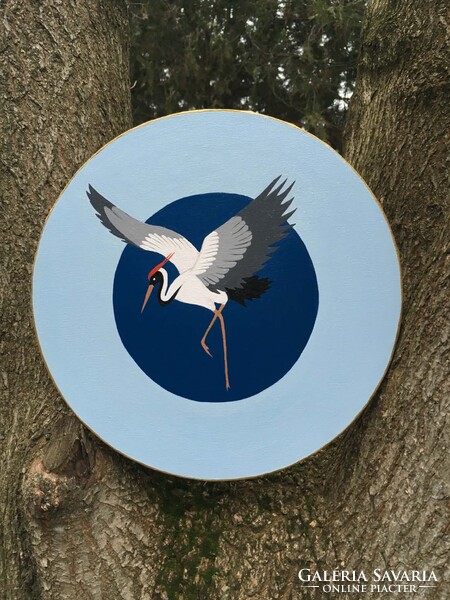 Örömtánc szárnyakon c. Modern darus festmény