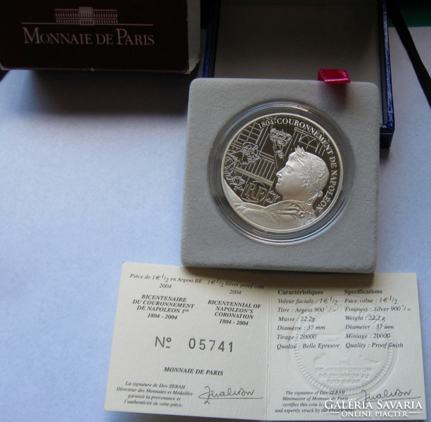 Franciaország - 2004 - 1½ Euro - emlékérme - Napóleon koronázása, 200. évfordulójára - ezüst, PP