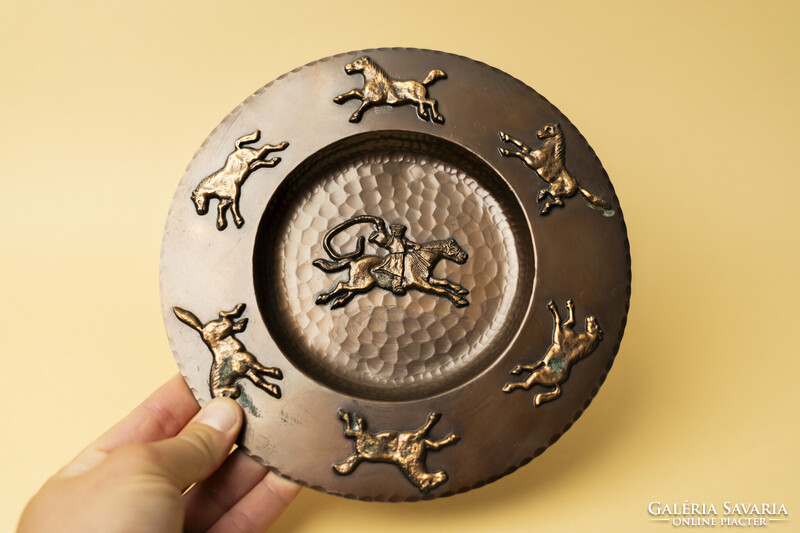 Mid Century Lignifer Bronz Fali Dísz / Retró / Lovas