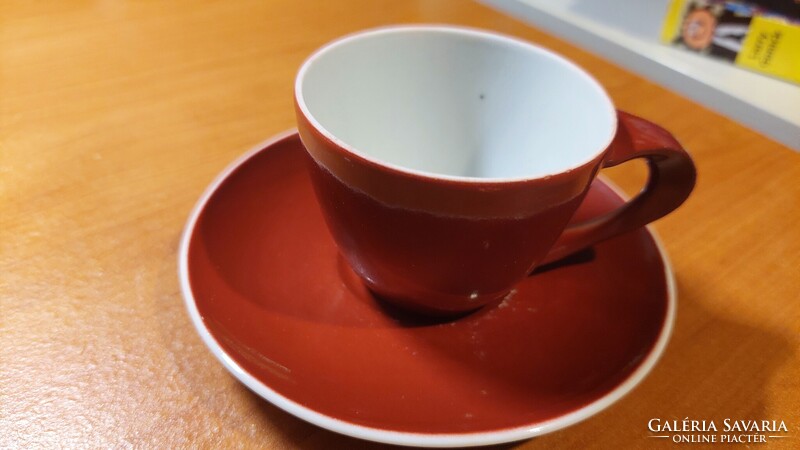 Zsolnay retro bordó kávéscsésze + alátét