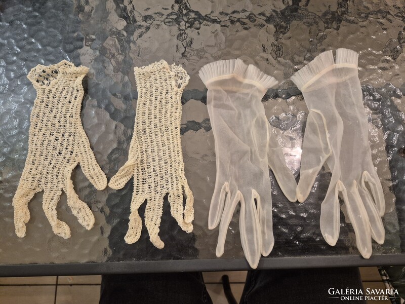 Úrhölgyi színházi kesztyűk. Kézel készített