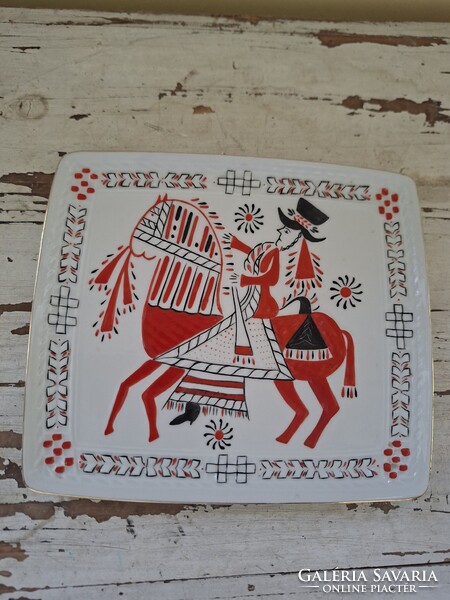 HOLLÓHÁZI KÉZZEL FESTETT PORCELÁN FALIDÍSZ, FALITÁNYÉR