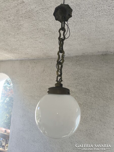 Art Deco opàl búràval Csillàr függő làncos làmpa  Bauhaus . làmpa  Bronz réz szerelék