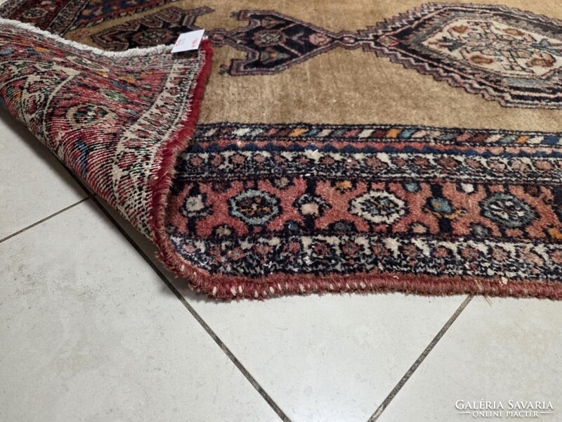 Half-round Iranian Hamadan 135x222 vintage hand-woven wool Persian rug FZ131