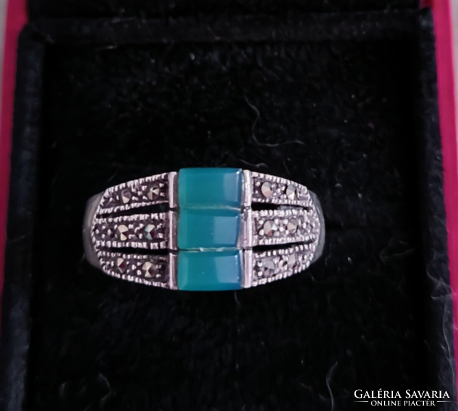 Gyönyörű ezüst gyűrű/ zöld onix