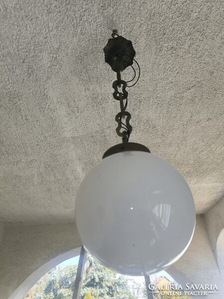 Art Deco opàl búràval Csillàr függő làncos làmpa  Bauhaus . làmpa  Bronz réz szerelék