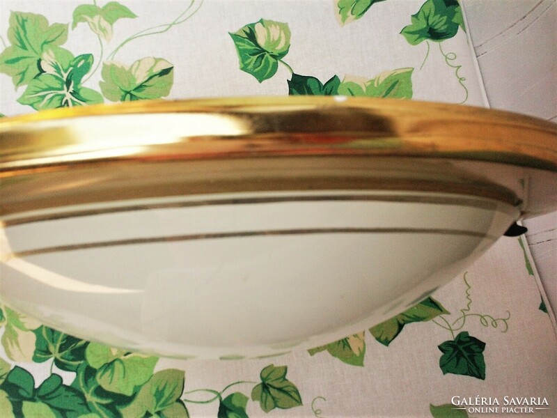 Italian wall lamp shade. Gold-rimmed convex glass