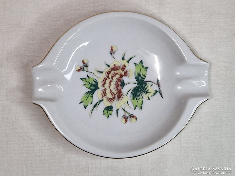 Hollóházi virág mintás porcelán hamutál hibátlan állapotban 12 cm. hosszú