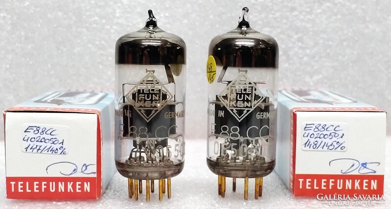 E88CC Telefunken elektroncső, NOS, tesztelt, 2 darab, válogatott pár
