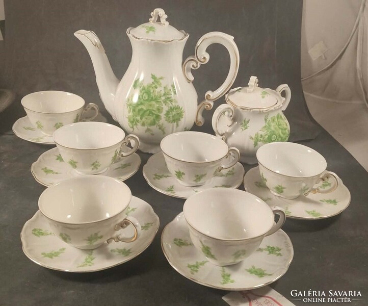 Antik zsolnay nagyvirágos kávés készlet 916