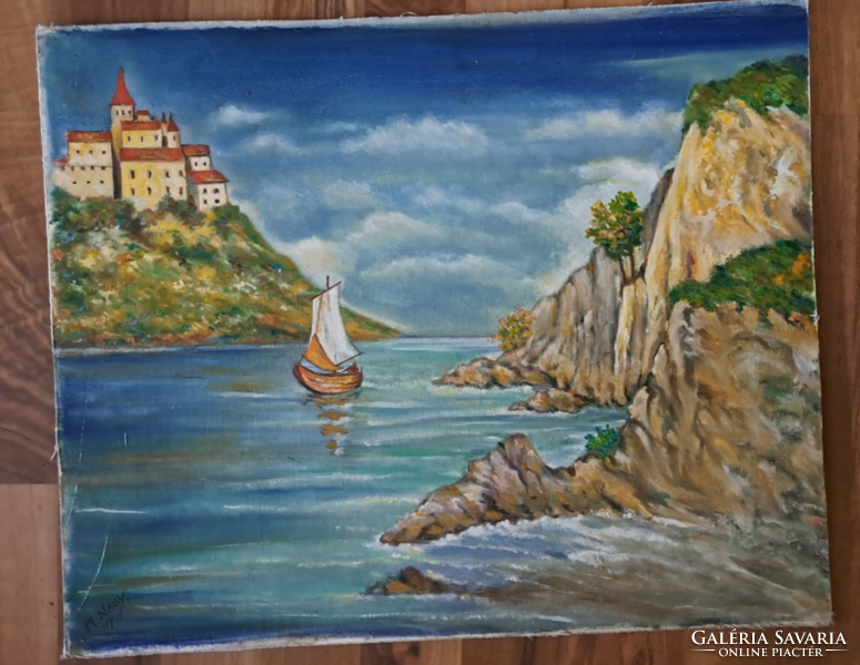 M Nagy jelzéssel: Vitorlás. festmény