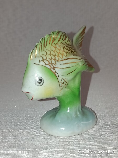 Retro hollóházi kézzel festett PORCELÁNFIGURA - aranyhal