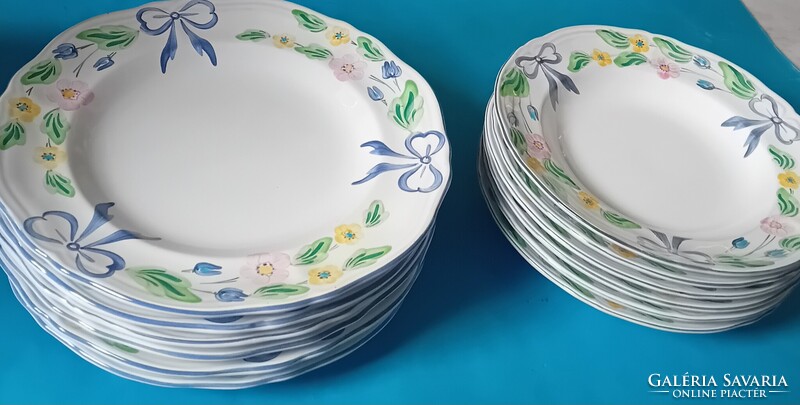 12 Herendi kerámia tányér 6 lapos +6 leveses