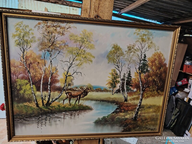 Zeng József Szarvasos olaj vászon festmény