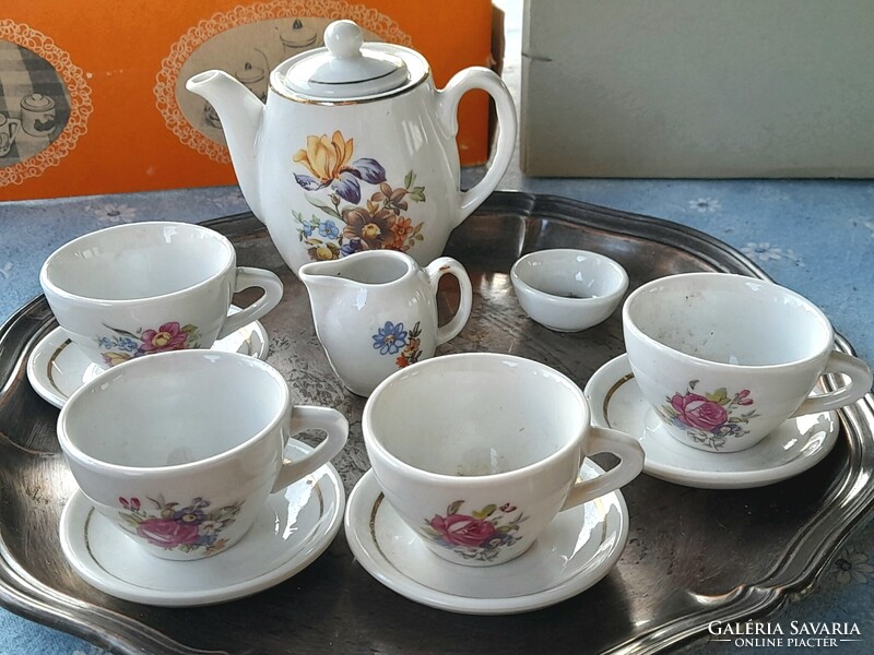 RITKA! JÁTÉK porcelán teás készlet HOllóházi Hajnalka mintás