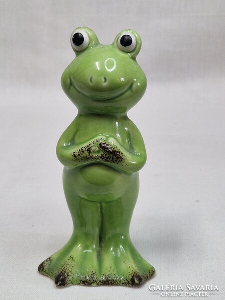 Mázas kerámia béka figura hibátlan állapotban 11,5 cm. magas
