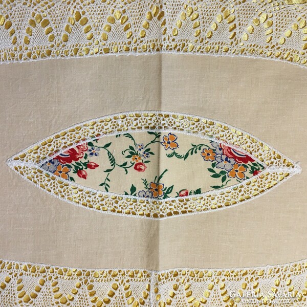 2 db szép horgolt csipke kézimunka rózsás pamut vászon ovális kis terítő különleges csipke betétes