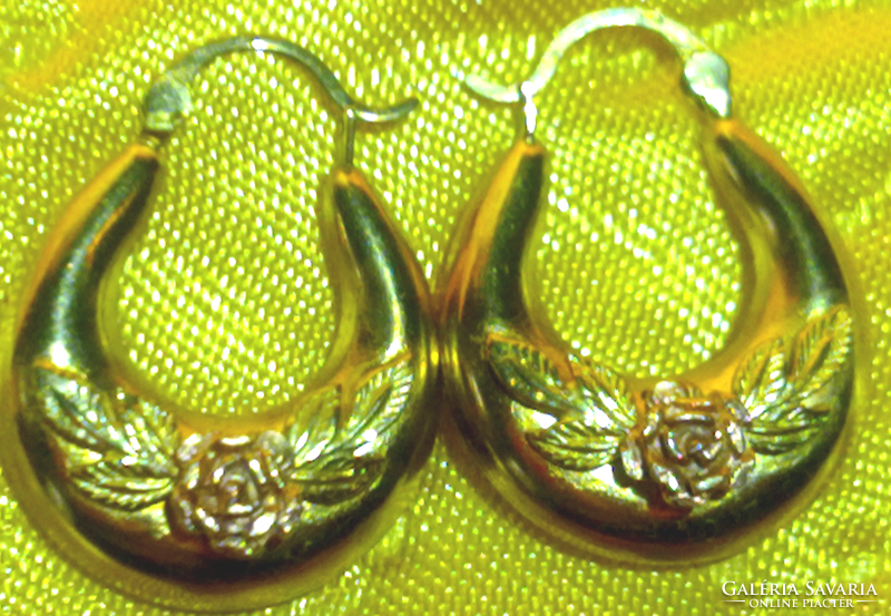 Antik arany rózsás domborműves fülbevaló ritkaság csodaszép antique gold earrings with roses
