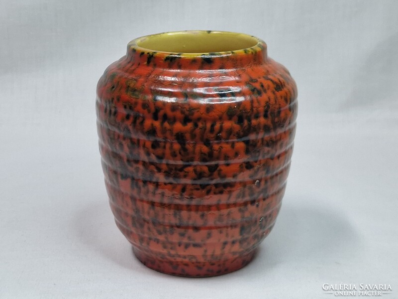 Szép formájú Tófej jelzett iparművészeti mázas kerámia váza hibátlan állapotban 12 cm magas