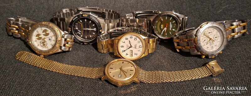 Nincs minimális ár! 6 darabos retro óra gyűjtemény! Timex (x2),  Fossil,  Casio,  Invicta, Pulsar