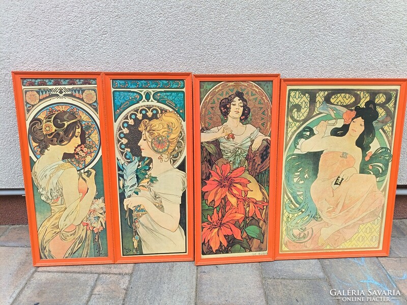 Alfonz Mucha  reprint kép 4 db keretben. Alkudható.