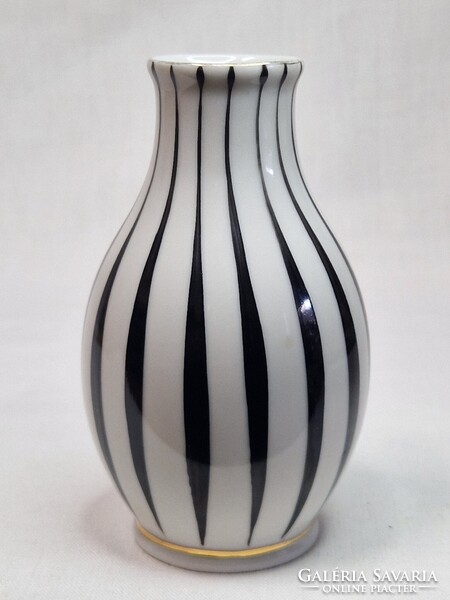 Hollóházi ritka art deco stílusú kézzel festett porcelán váza hibátlan állapotban 11,5 cm. magas