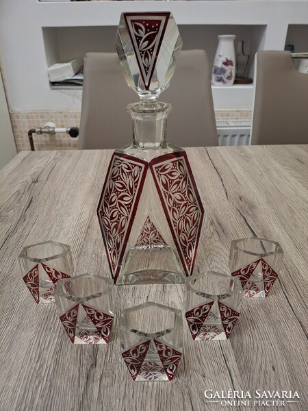 Kivételes Art Deco Karl Palda likőrös készlet – Hibátlan, 1930-as évek